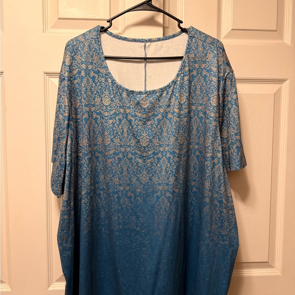 SHEIN Blue Patterned Scoop Neck Tunic